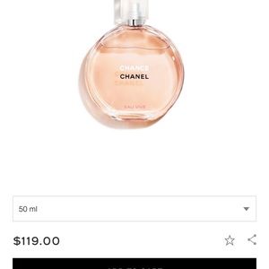 CHANEL CHANCE EAU VIVE EAU DE TOILETTLE 3/4 FULL BOTTLE 50ML